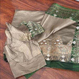 Silk Gold and Green Saree